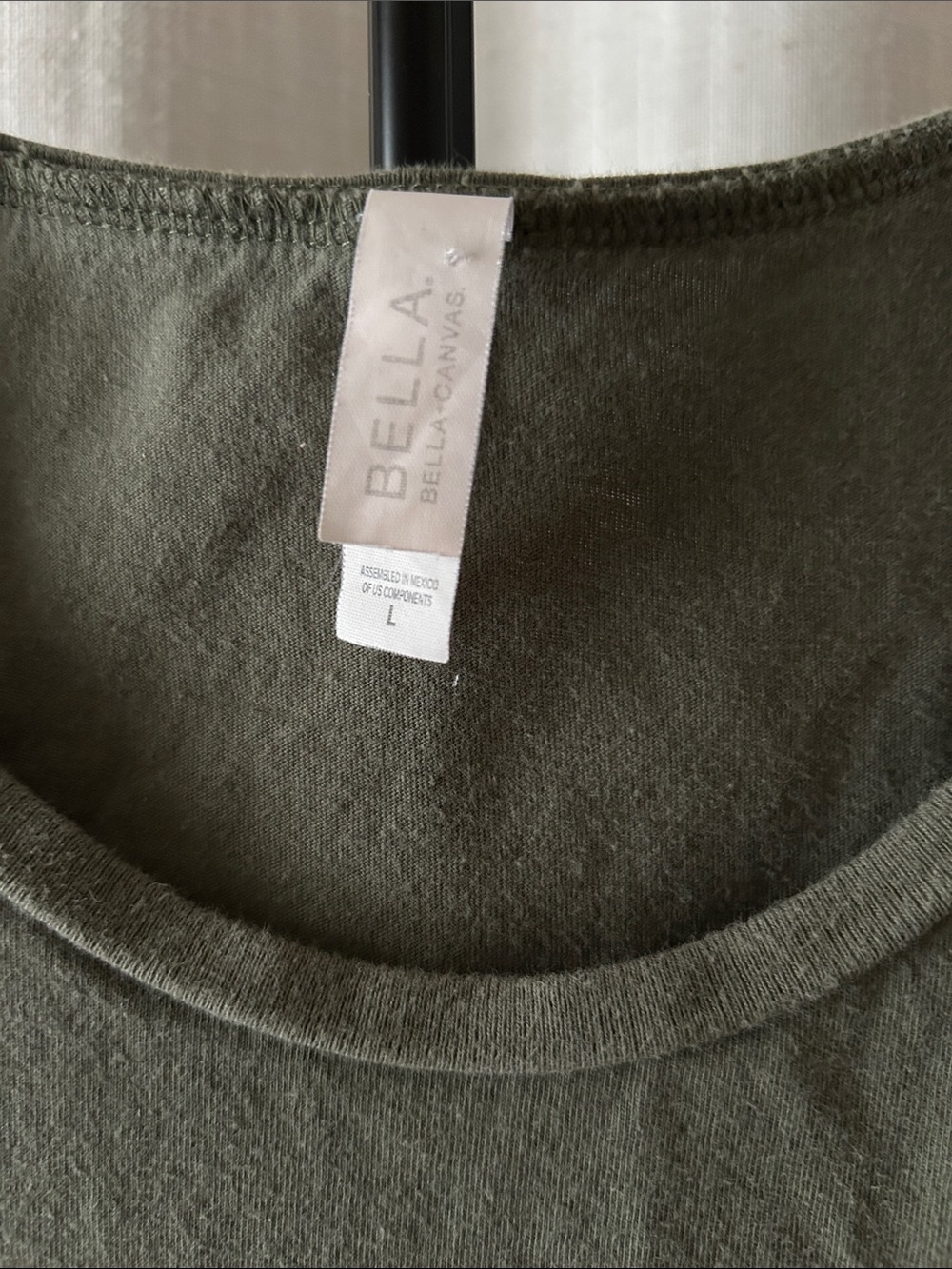 BELLA  100% Cotton Tank Top with Sunrise Graphic - Olive Green. Large - Picture 2 of 4